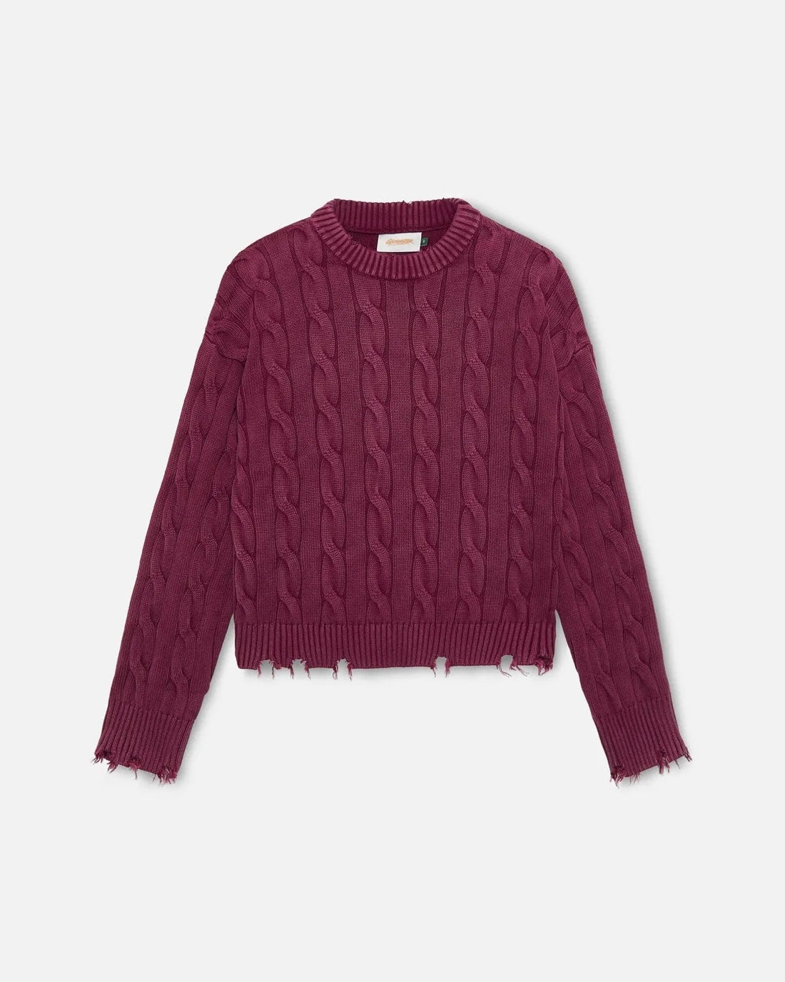 THE DISTRESSED CABLE KNIT SWEATER