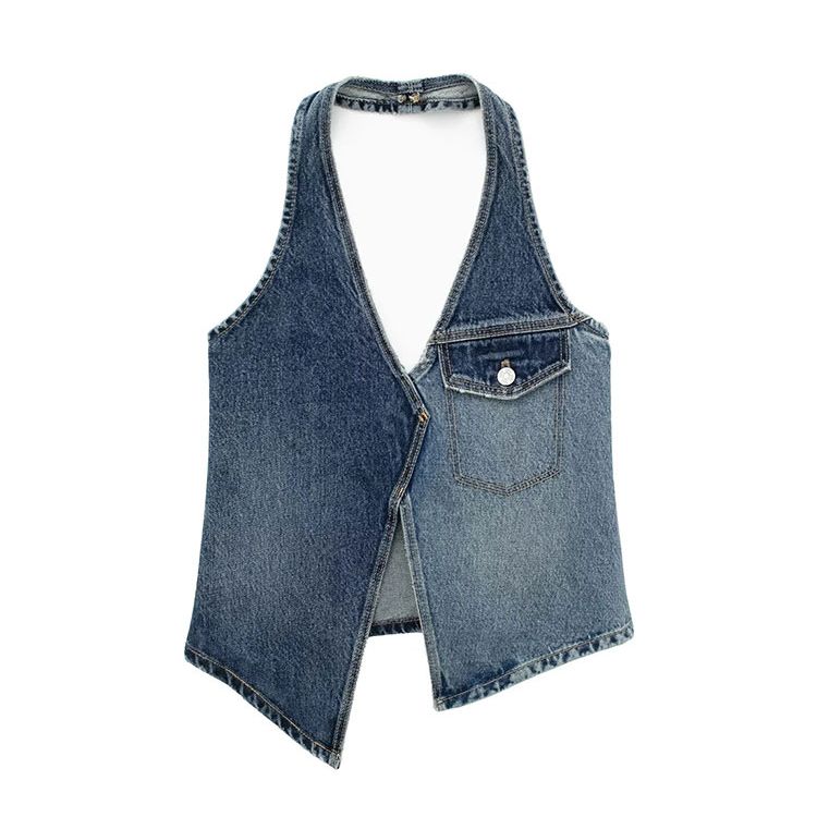 THE DENIM HALTER TANK