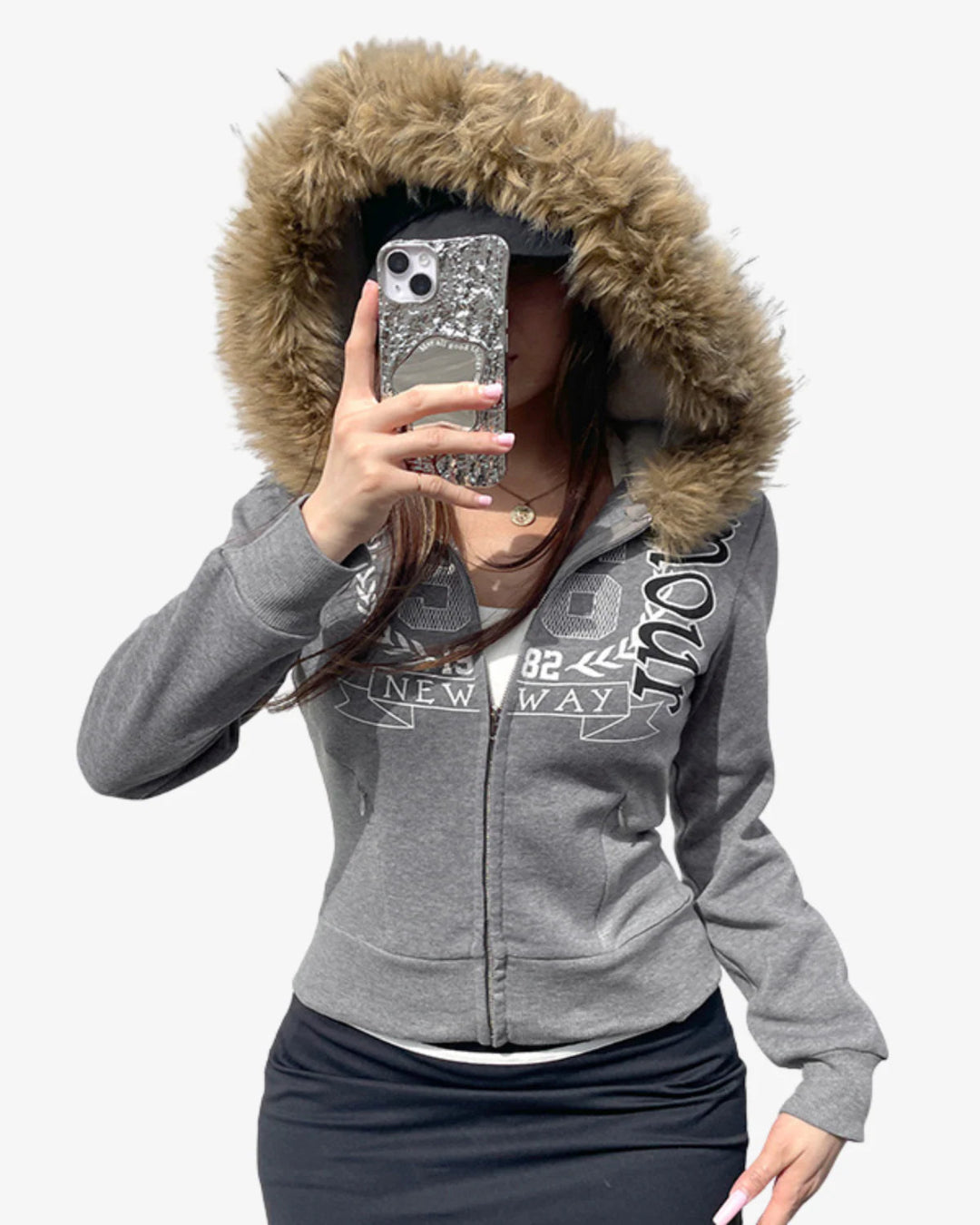 THE FUR HOOD ZIP UP