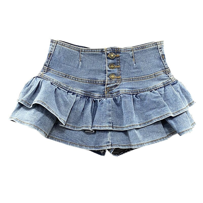 THE Y2K DENIM PLEAT MINI SKIRT