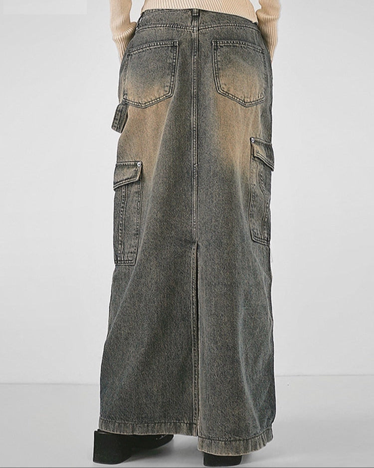 THE Y2K DENIM MIDI SKIRT