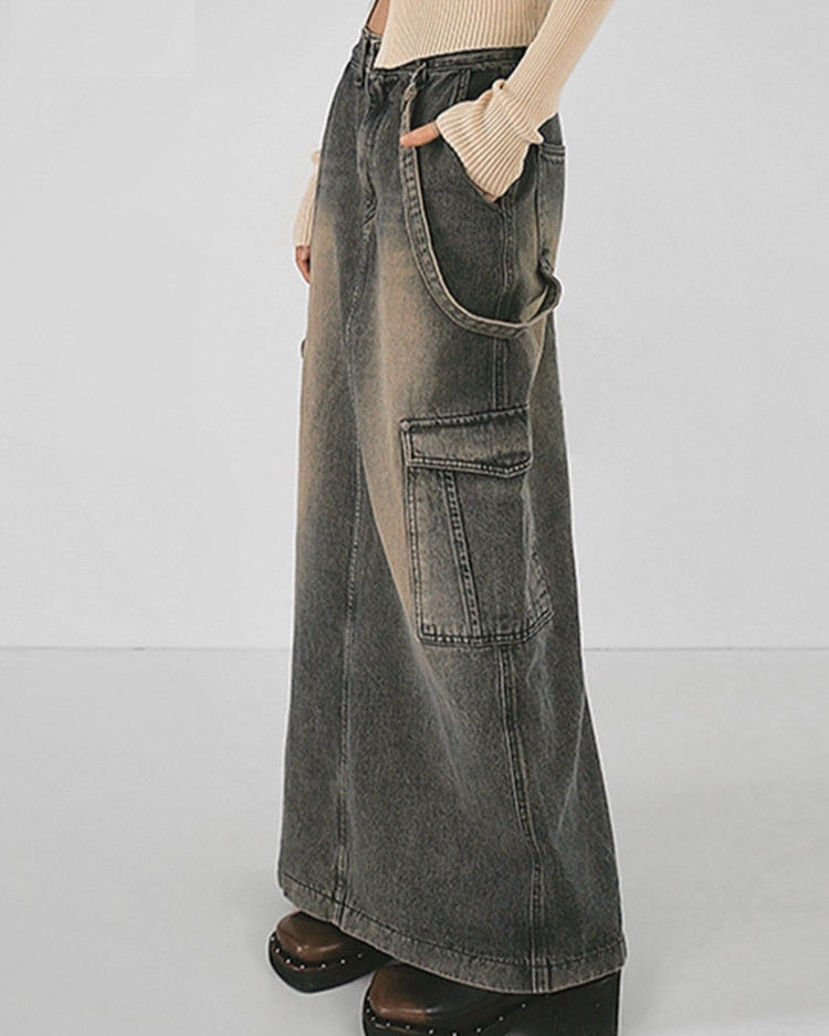 THE Y2K DENIM MIDI SKIRT