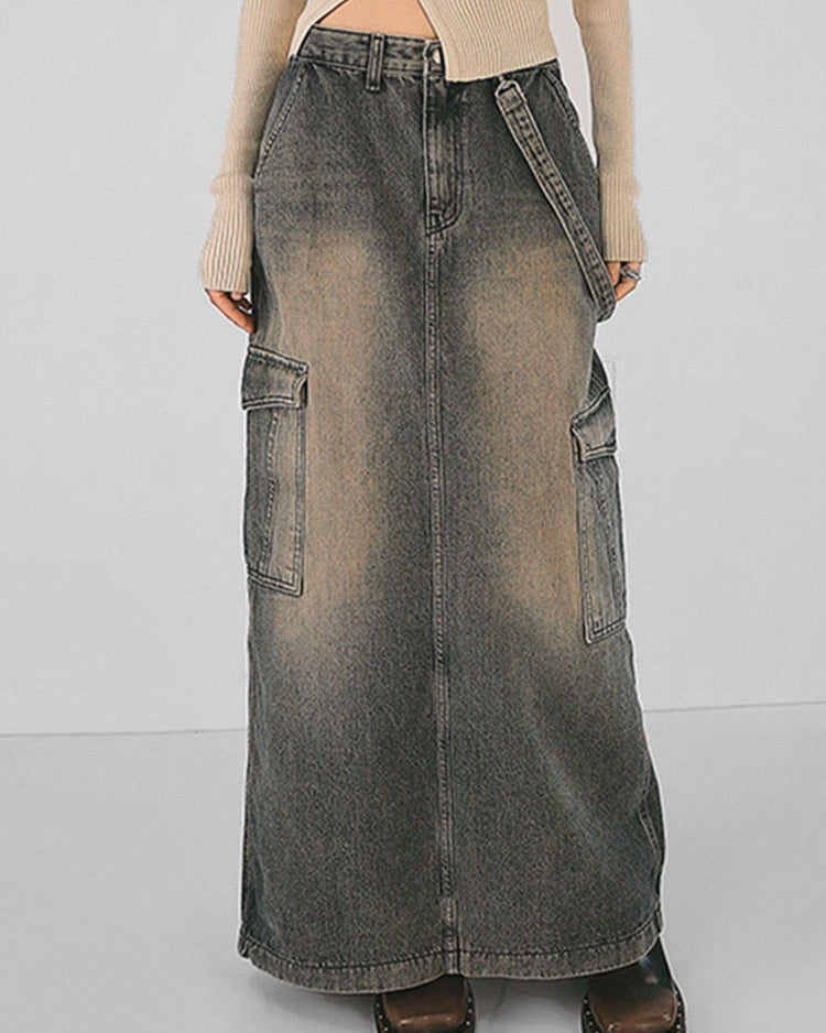 THE Y2K DENIM MIDI SKIRT