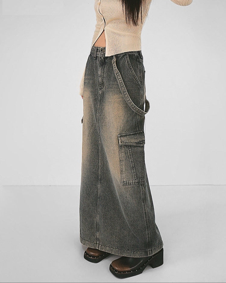 THE Y2K DENIM MIDI SKIRT