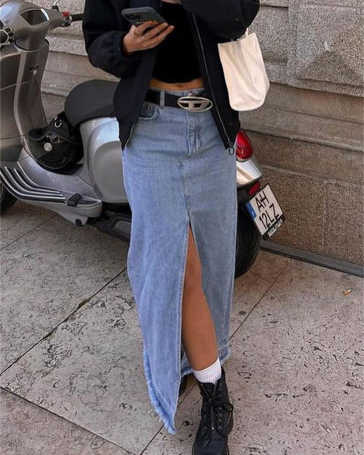 THE DENIM MIDI SKIRT